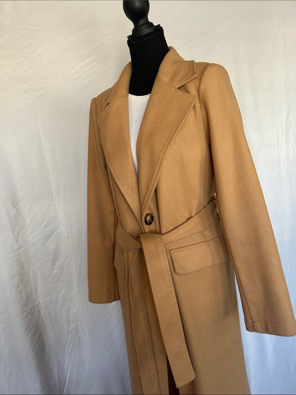 Tailored Camel Belted Trench Coat - Women